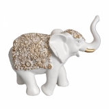 718321 Фигура декоративная "Слон" (белый+золото)