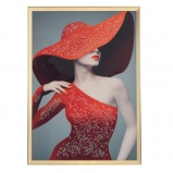 799861 Панно "Девушка в красной шляпе", L51 W2,5 H71 см