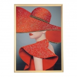 799862 Панно "Девушка в красной шляпе", L51 W2,5 H71 см