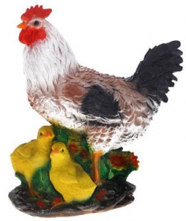 123270 Фигура декоративная садовая "Курица с цыплятами", L16 W27.5 H34 см (1-2)