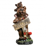 201562 Фигура декоративная садовая "Медвежата с табличкой "Welcome", Н46 см
