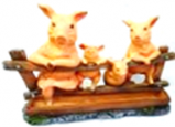 201794 Фигура декоративная садовая "Свинки семья у корыта", Н29 L42 см