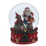 824849 Фигурка декоративная "Дед Мороз" в стекл шаре (ключ,муз), L14 W13,5 H20 см