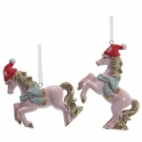 824192 Фигурка декоративная подвесная "Лошадка", L8 W2,5 H9 см, 2в.