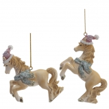 824193 Фигурка декоративная подвесная "Лошадка", L9 W2,5 H8 см, 2в.