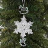 826490 Украшение новогоднеe подвеска"Снежинка с лошадками", L11,5 W0,5 H24 см,