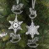 826637 Украшение новогоднеe подвеска"Снежинка с лошадками", L6,5 W1 H19 см, 2в.
