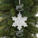 826640 Украшение новогоднеe подвеска"Снежинка с лошадками", L11,5 W0,5 H24 см