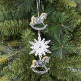 826641 Украшение новогоднеe подвеска"Снежинка с лошадками", L6,5 W0,5 H18 см