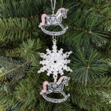 826642 Украшение новогоднеe подвеска"Снежинка с лошадками", L6,5 W0,5 H18 см