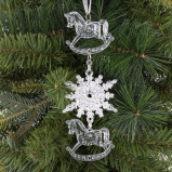 826643 Украшение новогоднеe подвеска"Снежинка с лошадками", L6,5 W0,5 H18 см