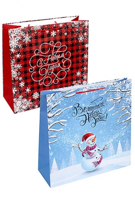 23/XA25 Сумка-пакет бум.  супербол. квадр.- нов.год микс 12/бл